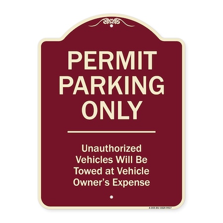 Signmission Designer Series-Permit Parking Unauthorized Vehicles Will Be Towed Veh, 24" x 18", BU-1824-9937 A-DES-BU-1824-9937